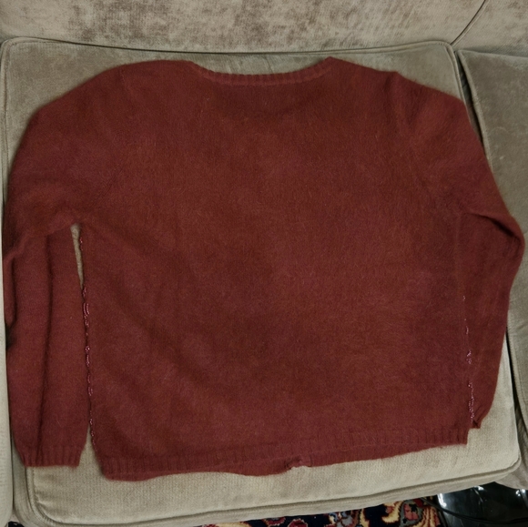 PHILOSOPHY Di ALBERTA FERRETTI Cropped Red Angora Cardigan Sweater Beaded Size 6 - Picture 5 of 6